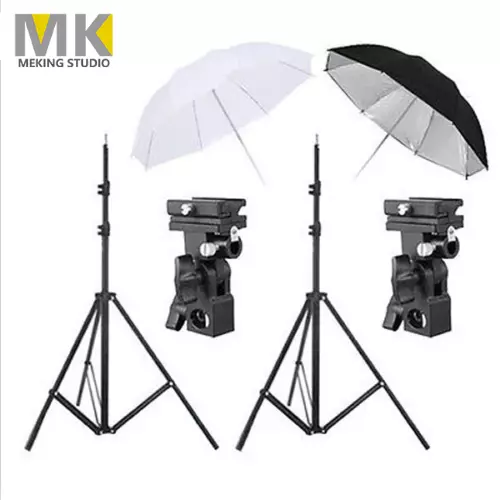 Photography Umbrella Soft Reflective Lighting Light Stand Kit with Flash Bracket