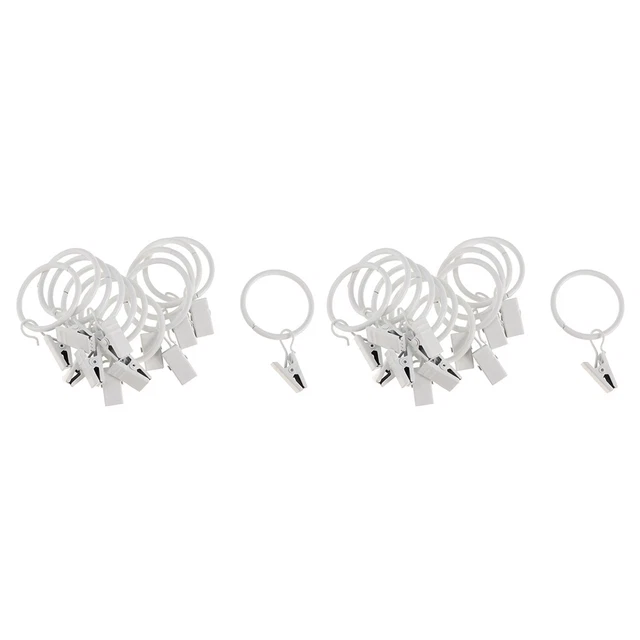 24pcs Anneau Drapé de Voile Tringle de Rideau avec Clips