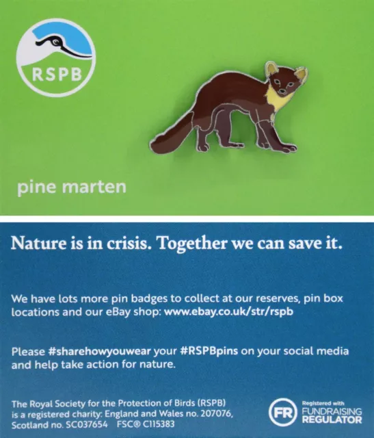 RSPB Pin Badge Pine Marten NIIC P03038