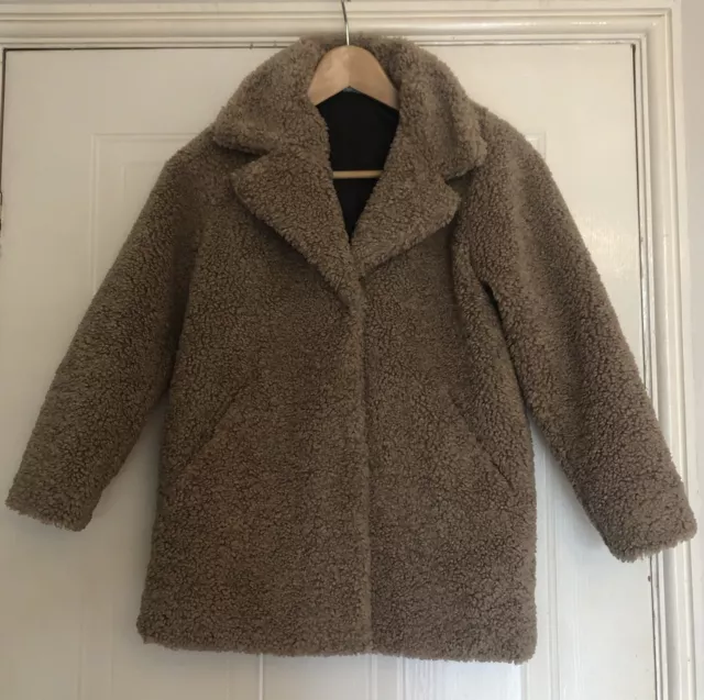 Girls Teddy Bear Coat Jacket From Matalan Age 9 - Excellent Condition