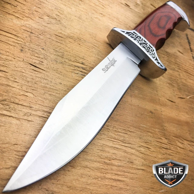 10& FULL TANG Wood Fixed Blade Knife Hunting Camping Survival Outdoor