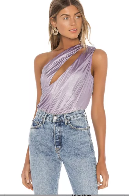 NWOT H:ours light purple Luna Bodysuit One Shoulder sz XL revolve