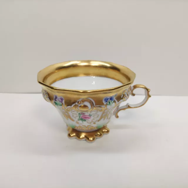 Rare Antique KPM Berlin HP Gold & Floral Beautiful Tea Cup Only Circa 1847s 2