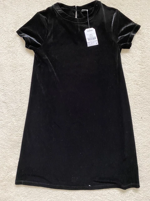 BNWT Girls Black Short Sleeve Velour Dress Age 10 Years from Next