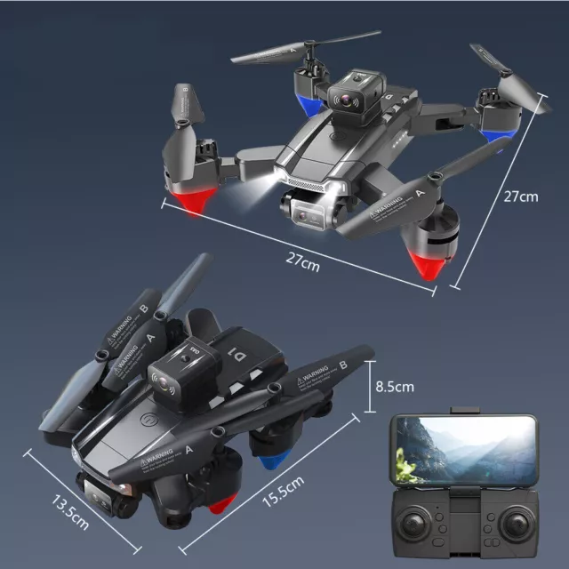 4K HD Drone Dual Camera WIFI FPV Foldable Selfie RC Quadcopter with 3 Batteries 3