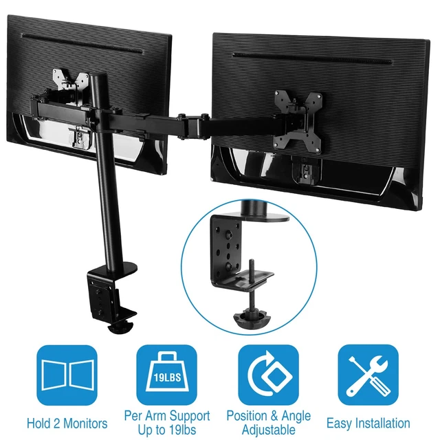 DUAL MONITOR STAND Double Arm Desk Mount Stable for 1027 Inch VESA