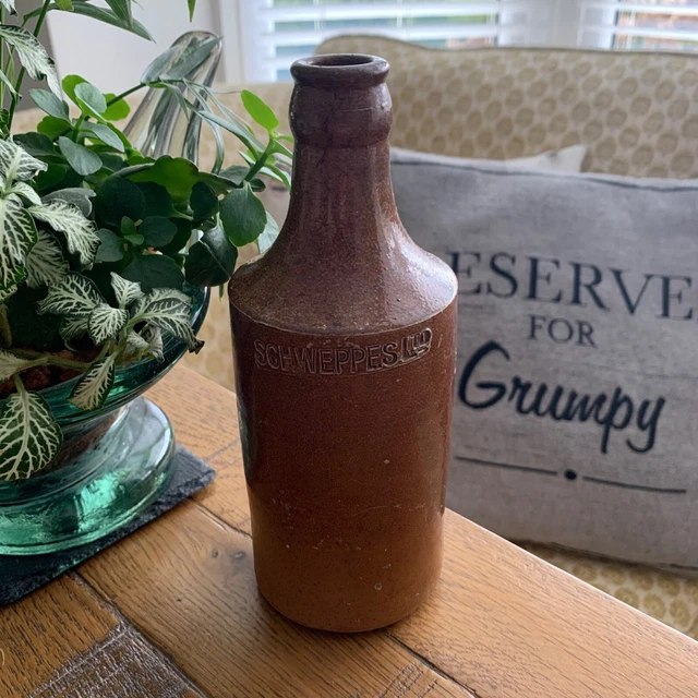 Schweppes ltd Bourne Denby Stoneware Ginger Beer Bottle Victorian Vintage