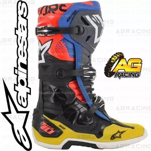 Alpinestars Tech 10 Motocross Stiefel schwarz gelb blau neonrot Motocross Enduro 3