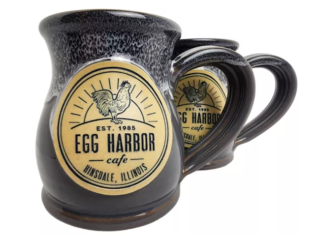 Deneen Pottery Egg Harbor Cafe Coffee Mug Set of 2 Grey Hinsdale IL Handmade