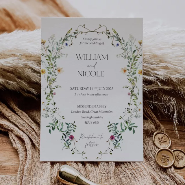 Sobres personalizados de día/noche para invitaciones de boda gratis Boho flor silvestre