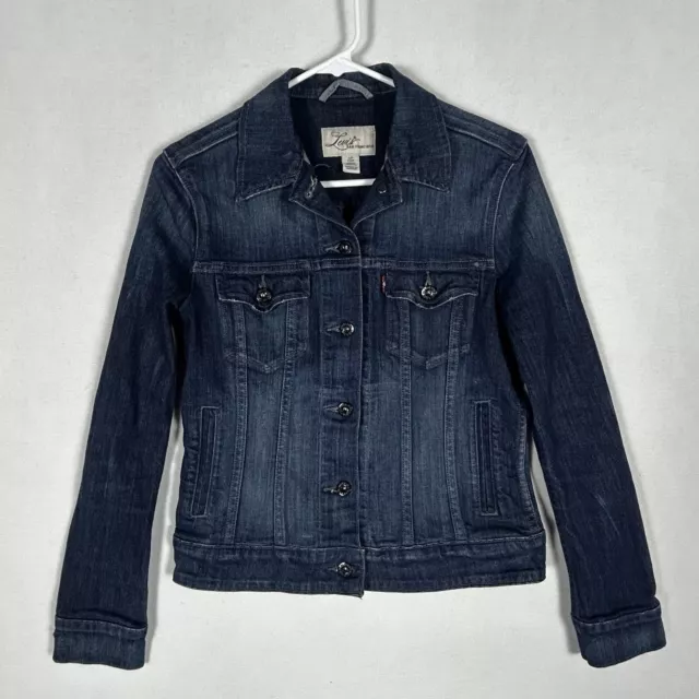 Levis San Francisco Womens Trucker Jean Jacket Size Small Blue Denim Motorcycle