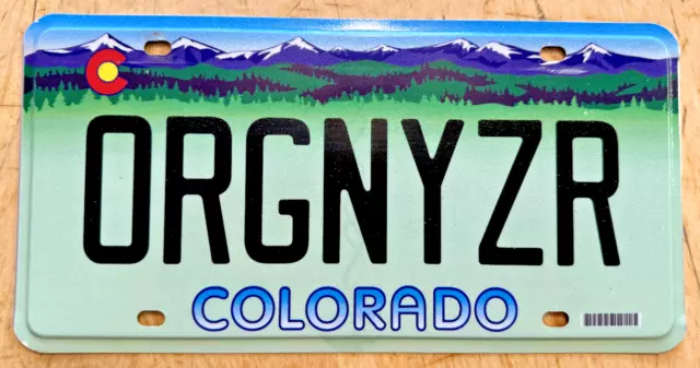 Colorado Purple Mtn Graphic Vanity License Plate " Orgnyzr " Organizer Organize