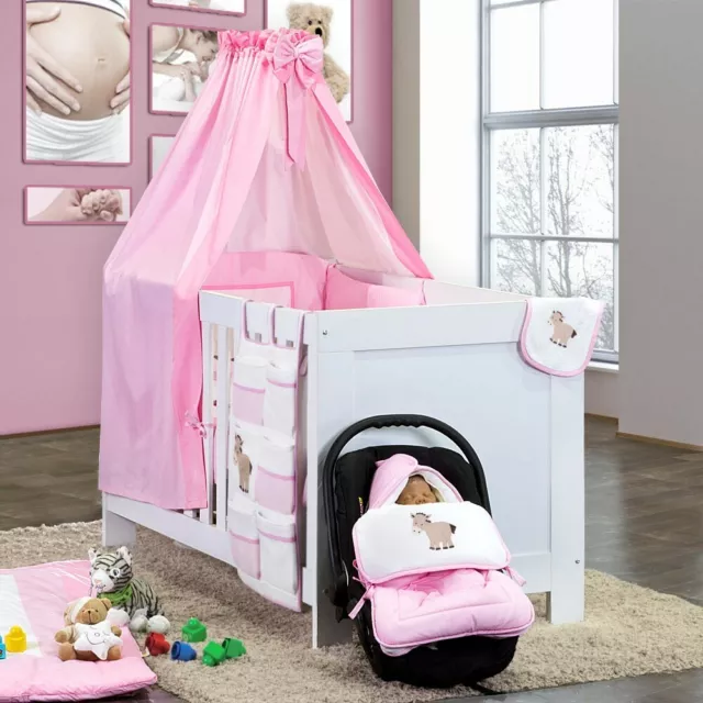 6-tlg. Luxus Bettset Prestij mit Stickerei in rosa by Mixibaby