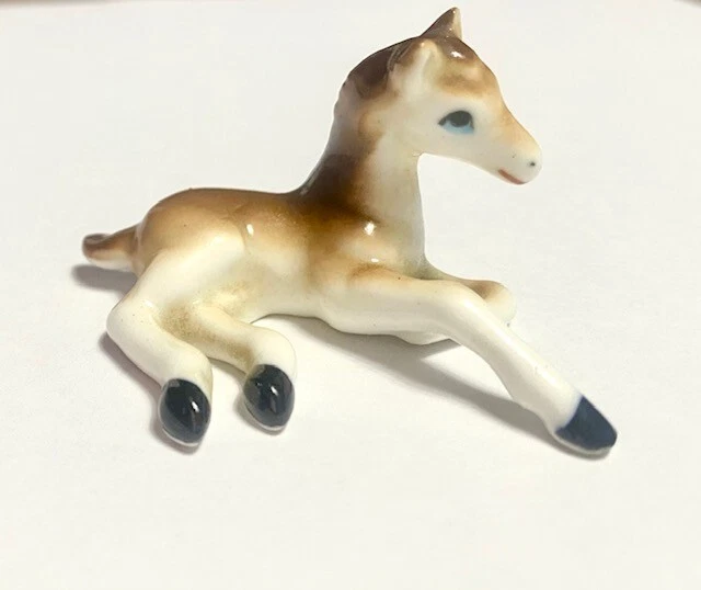 Flawless Vintage Miniature Bone China Horse / Foal Figurine