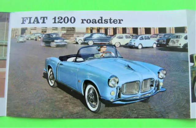 ca 1958 FIAT FULL LINE MINI COLOR FOLDER BROCHURE 1200 ROADSTER Multipla 600 etc 2