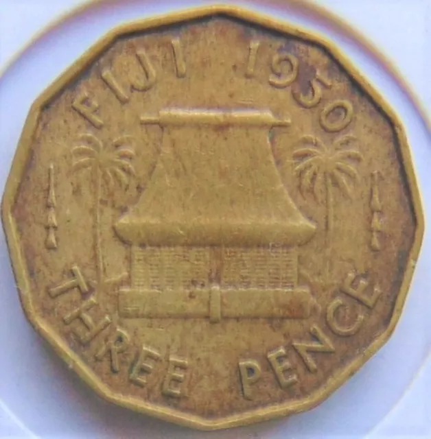 1950 Fiji George VI, Threepence grading Good VERY FINE.