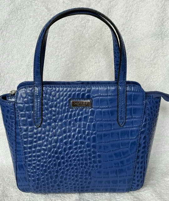 BRAND NEW OSPREY London Leather Handbag In Blue Croc Effect