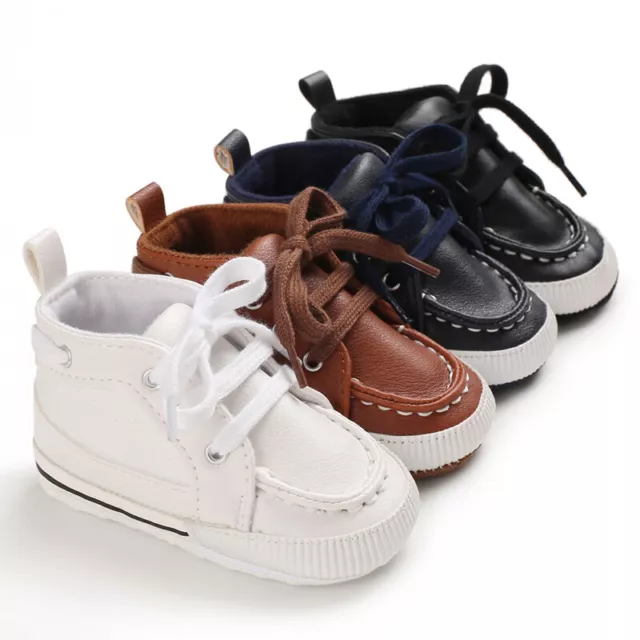 Gift Infant Laces Booties Newborn Baby Boy Crib Shoes Toddler PreWalker Trainers