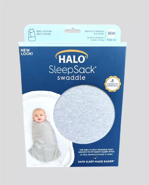 NIB HALO Sleepsack Baby Swaddle, (Nb) 100% Cotton Gray, Newborn  NEW LOOK!