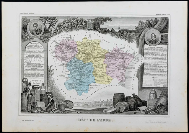Carte Géographique Ancienne – Département De La Vienne – Gravure Levasseur – 1869 – Authentique