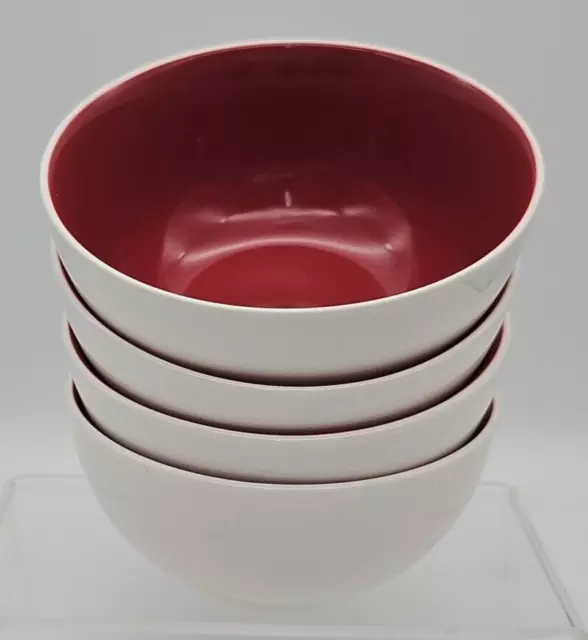 Mainstays Red White Salad Dessert Soup Cereal Bowl Stoneware Set of 4