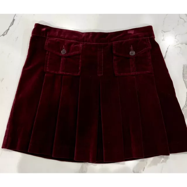 Juicy Couture Jeans Patch Pocket Pleated Mini Skirt in Bordeaux Velvet Size P