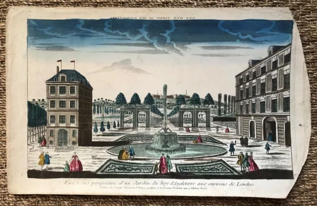 Vue d'optique XVIIIème - Un jardin du Roi d’Angleterre aux environs de Londres