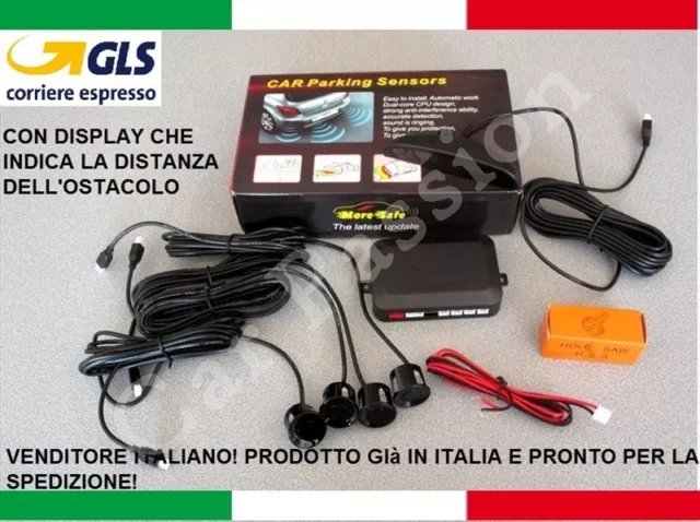 Kit 4 Sensori Di Parcheggio Auto Neri Display Toyota Yaris Auris Aygo Prius Vers