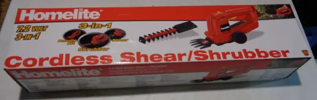 Homelite 7.2V 3 in 1 Cordless Grass Shear, Shrubber Trimmer and Handle Kit