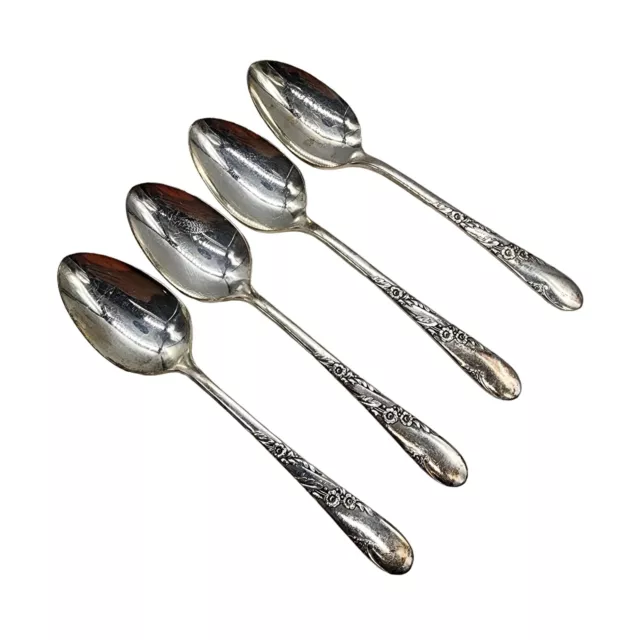 Oneida Community Teaspoon Tudor Plate Bridal Wreath Silver Plate Lot Of 4