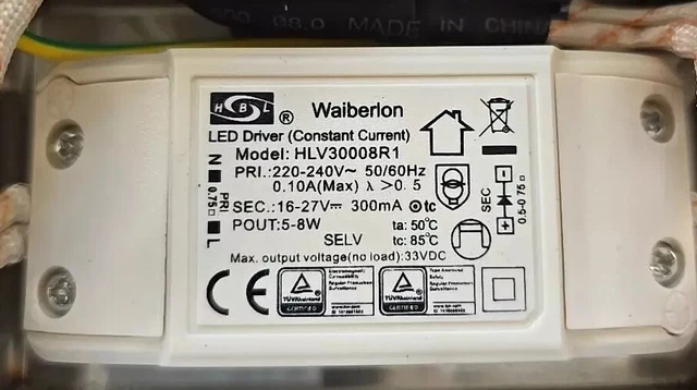 Waiberlon HBL HLV3554C1 Transformateur LED 1-21 W 350 MA 3-62 V Noir