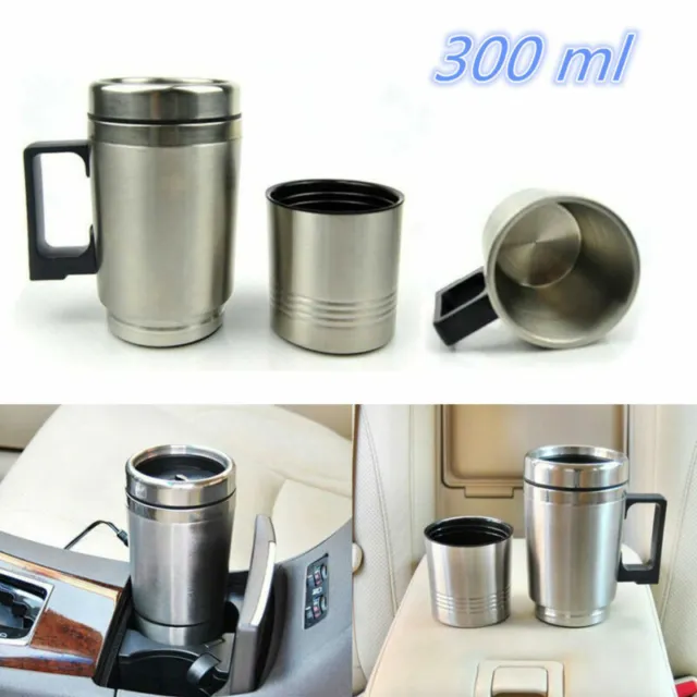 DC 12V Stainless Steel Travel Heated Thermos Coffee Tea Pot Mug Cup 300ml In-Car