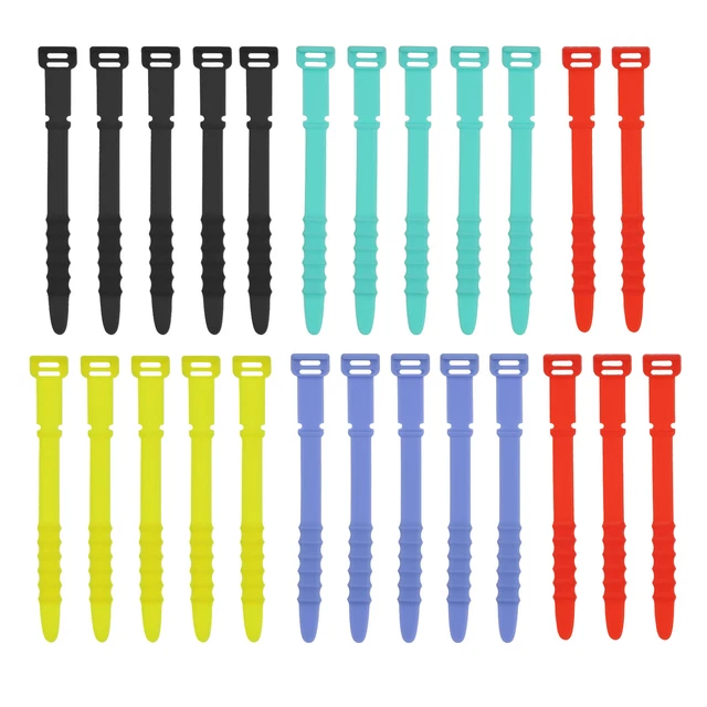 25 Attaches De Câbles Colorées – Noir, Vert, Rouge, Jaune, Bleu, Organiseur