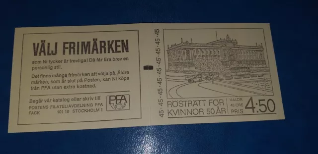 Schweden Sweden Postfr. Markenheftchen FACIT H 241 Ryggtryck Zählbalken