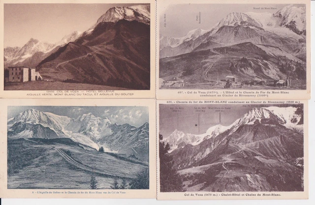 Lot 4 cartes postales anciennes CHAMONIX MONT-BLANC col de voza