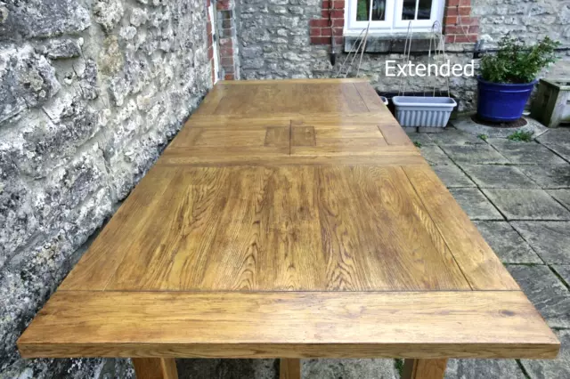 Exceptional 7.4ft / 224cm Solid Oak French Plank Top Harvest Farmhouse Table