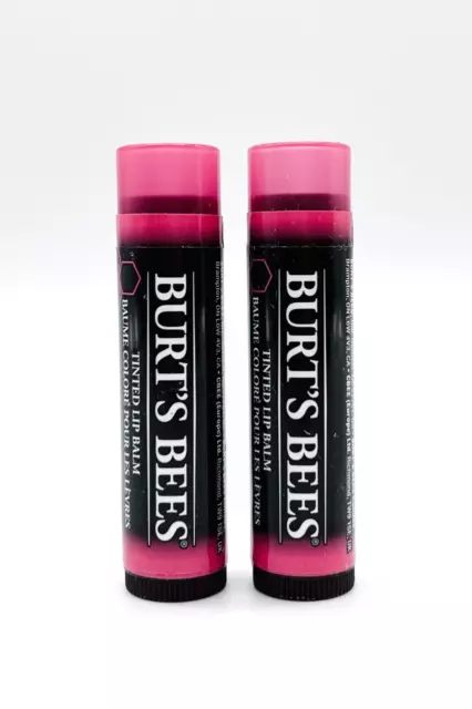 BURTS BEES Tinted Lip Balm Lippen Pflege Balsam, Farbe: Hibiscus, 2x4,25g