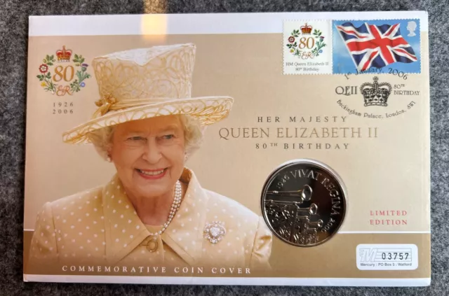 Ltd Ed Queen Elizabeth II 80th Birthday £5 Coin & Stamp First Day Cover Sealed