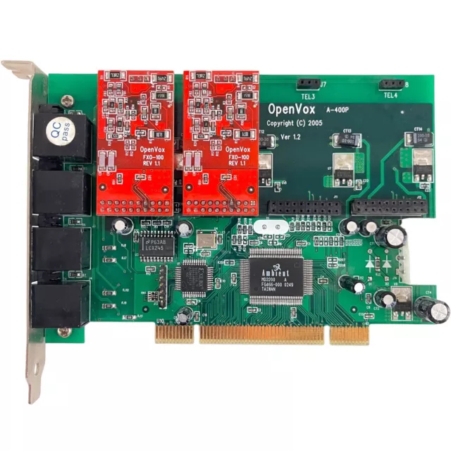 OpenVox A-400P 4 Port w/ (2) FXO-100 PCI Card PBX