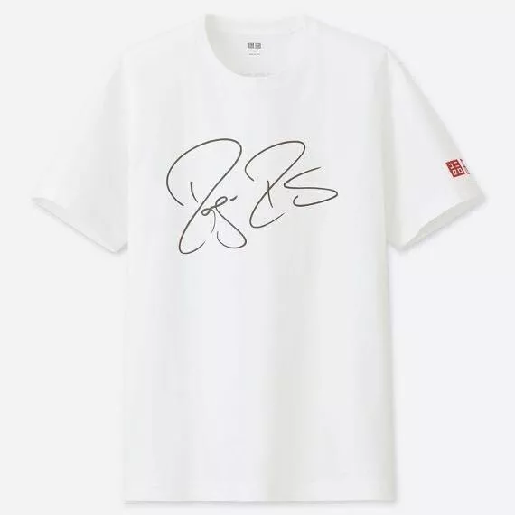 Uniqlo Official Size Large Roger Federer Autograph Tennis T-Shirt 2018 Used