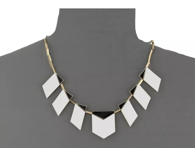 New House Of Harlow 1960 Statement Modern Motif White Pendant Necklace