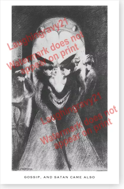 George Wotherspoon Optical Illusion Gossip And Satan Came Also Art Print Poster