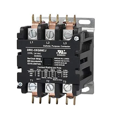 controls 60 Amp 75 RES 3 pole contactor 120v coil DP Contactor HVAC Contactor...