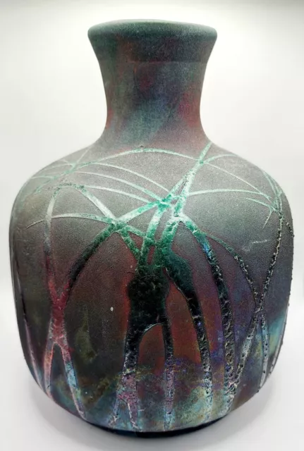 Artisan Signed William K. Turner Copper Matte Raku Fired Ware Pottery Vase