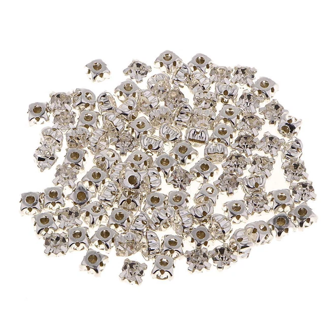 100 stücke acryl flatback nähen auf strass diy handwerk handwerk 6mm silber