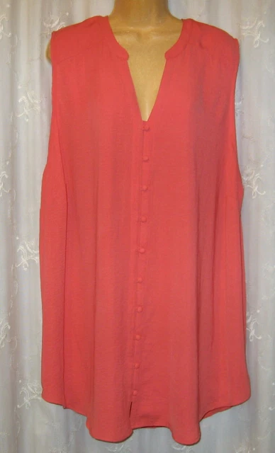 Nwt Sz 5 Torrid Coral Harper Button Gauze Rounded Hem Top Blouse Nwt Sz 5 Torrid Coral Harper Button Gauze Rounded Hem Top Blouse