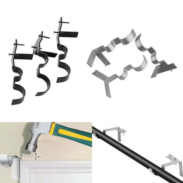 2PCS/3PCS Hang Room Pole Holders Curtain Rod Supports Brackets Into Window Frame