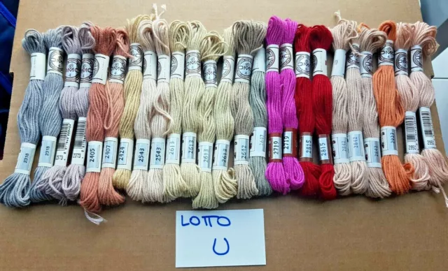 U) Lotto Stock Filato Dmc 4 Coton Retors Mat Tapisserie 25 Matassine 10M Colori