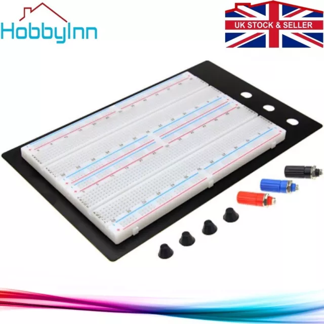 1660point Breadboard Large Solder-less Prototype ZY-204 Banana Jacks Arduino Pi