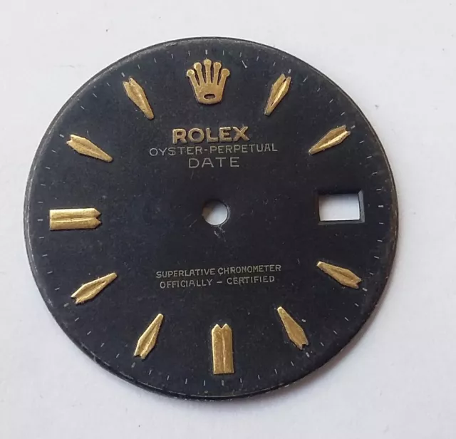 -Rolex Oyster Perpetual Date Nero Indici Rilievo Gold Dia27,75 Quadrante 1940-60